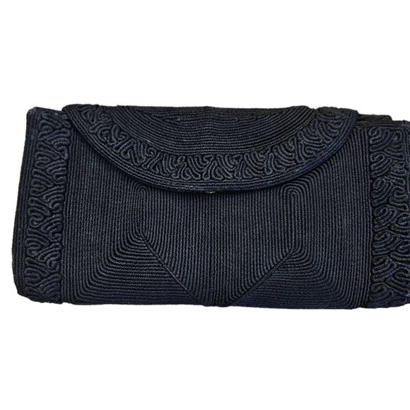 Vintage Black Woven Envelope Clutch - Picture 6 of 11